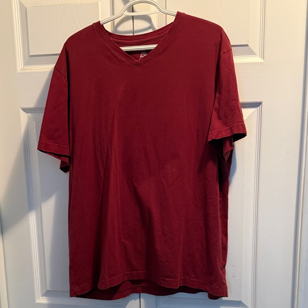 Men's Red V-Neck T-Shirt